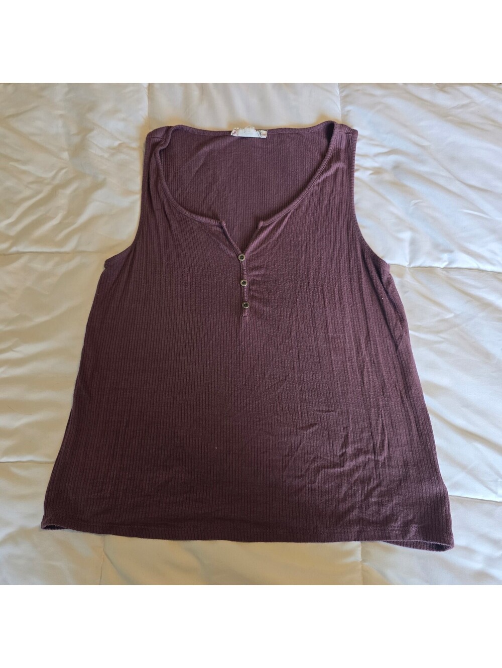 Pink Rose Mauve Sleeveless Henley Tank Top